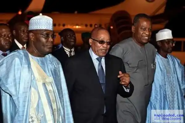 Photos: South African President, Jacob Zuma, Received In Nigeria By Atiku